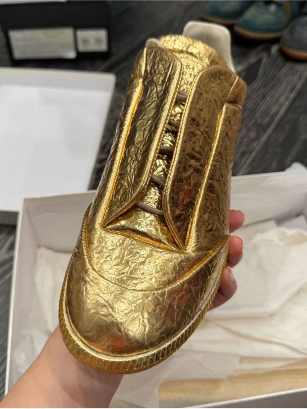Maison Martin Margiela Metallic Gold Leather Sneakers